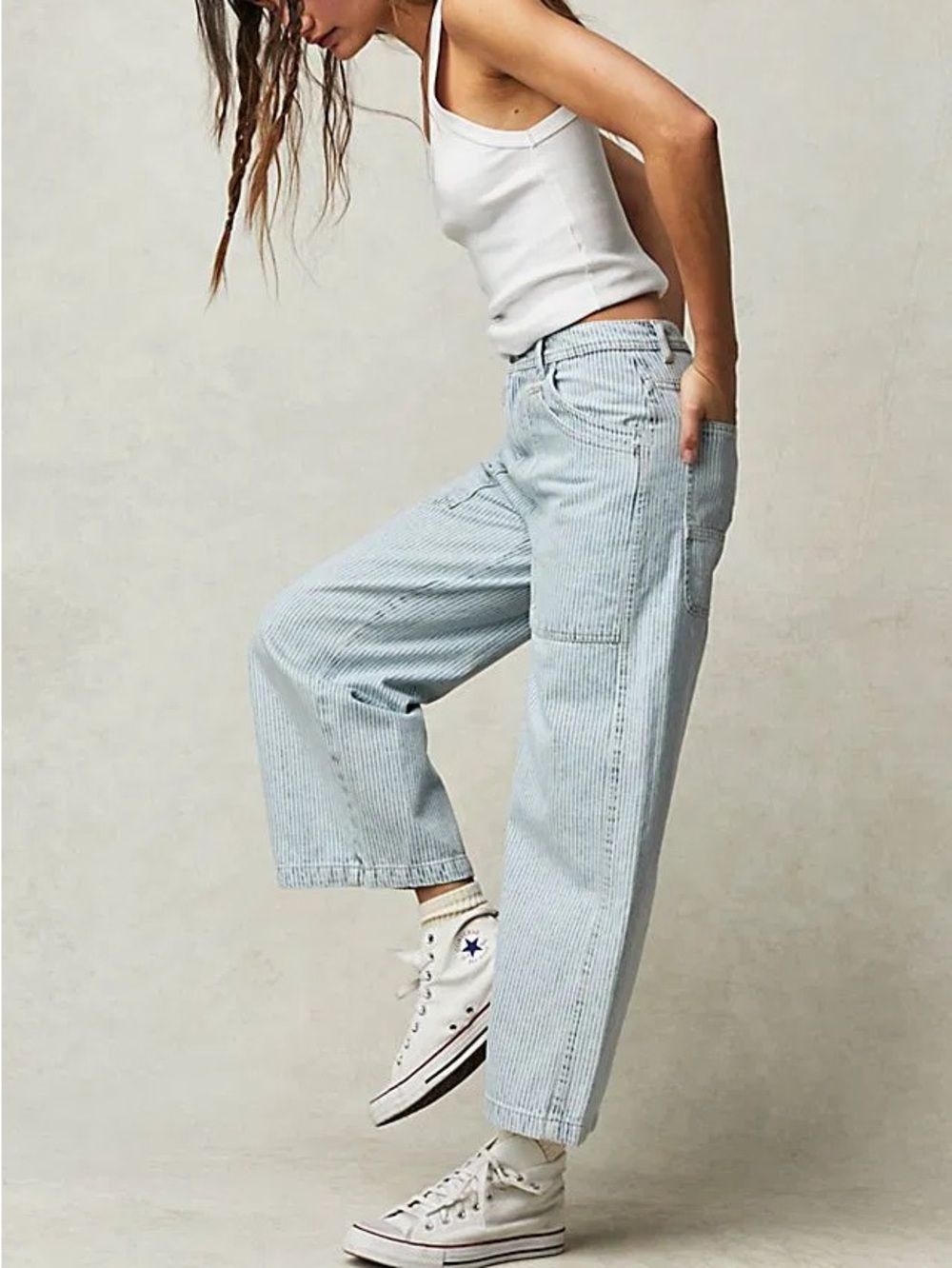 We the Free NWT piper mid-rise wide leg crop railroad jeans pants 29 - Picture 3 of 8